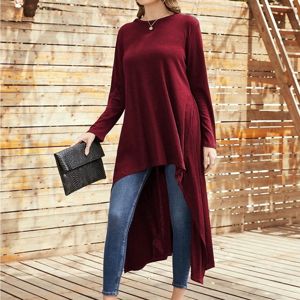 Zanzea Deep Red Hooded Top size S